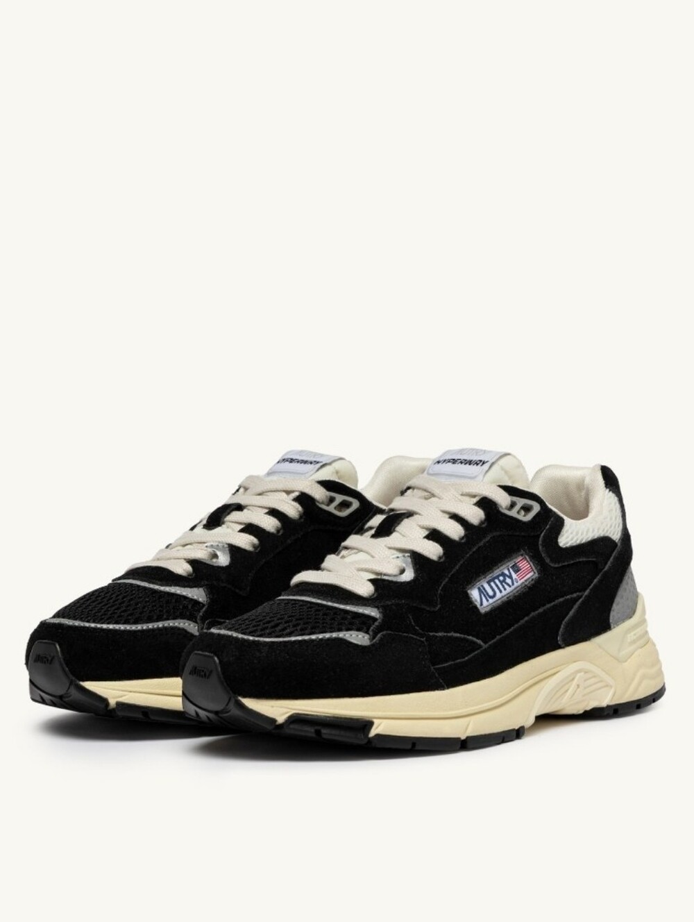 AUTRY HYPERWAY SNEAKERS IN BLACK AND SILVER MESH AND SUEDE SIZE 10.5 US 44 EU